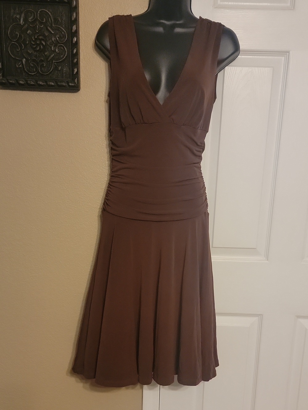 Ruby Rd. Brown Sleeveless V-Neck A-Line Dress